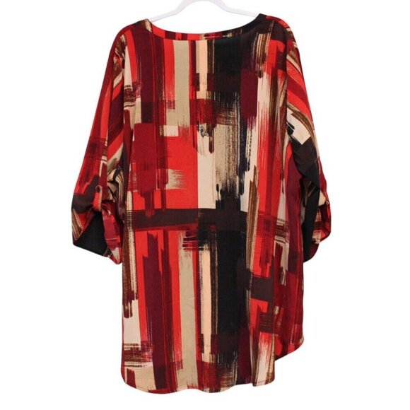 NWT Catherines Blouse Size 3X 26W 28W Abstract Button Front Stretch Career Boho - Picture 9 of 15